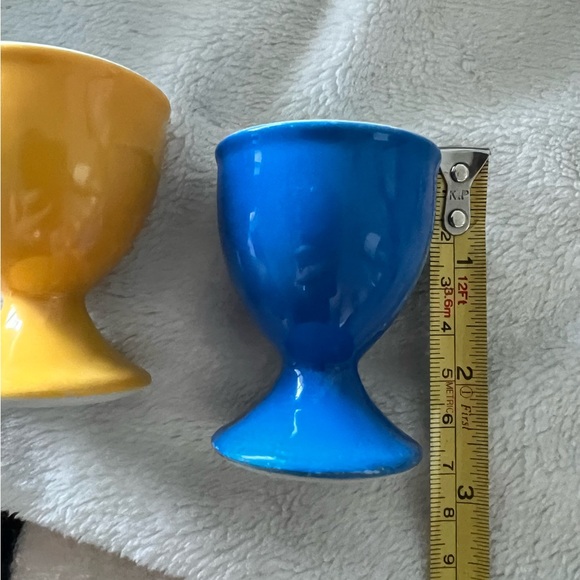 EGG CUPS- SET OF 2-BLUE/ YELLOW- CERAMIC - Picture 4 of 5